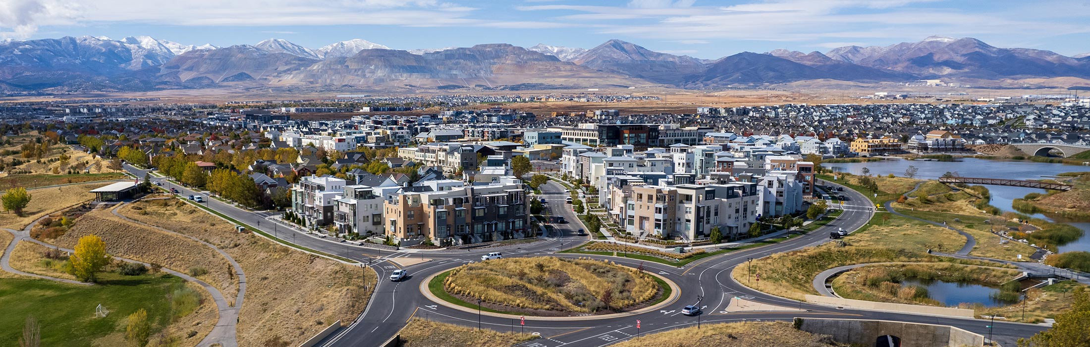 Aerial View of Roundabout in Daybreak