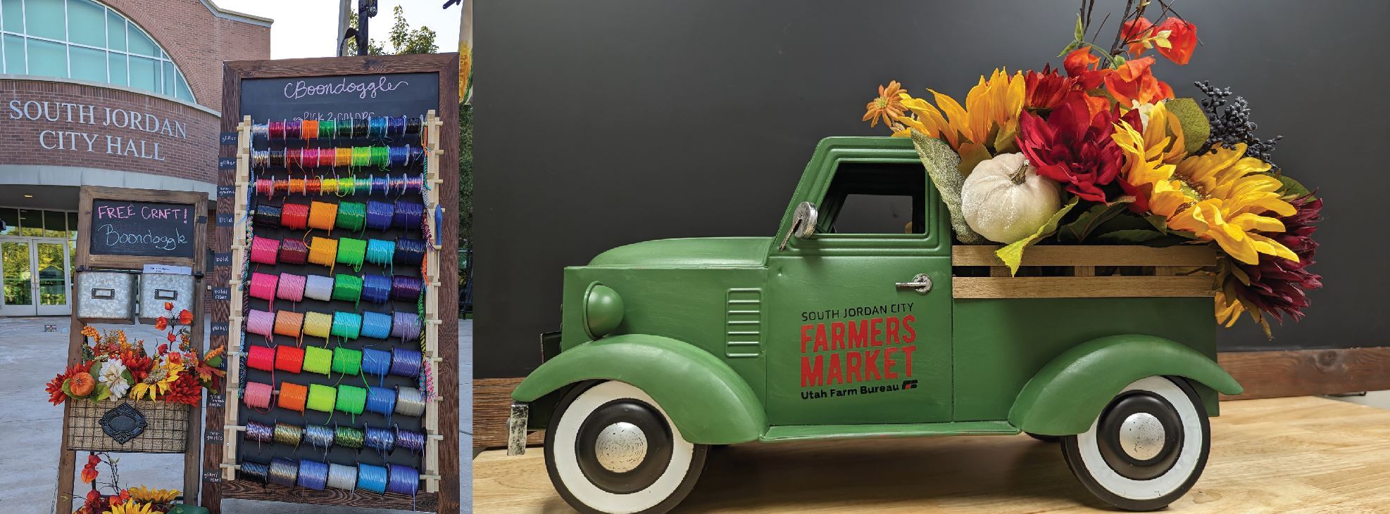 Farmers Market photo green truck and boondoggle craft