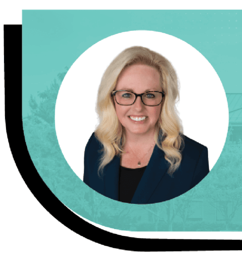 portrait of mayor Dawn Ramsey with a teal and black accent background